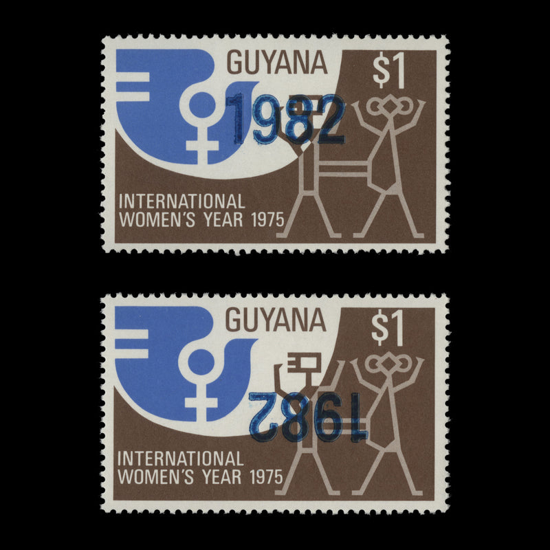 Guyana 1982 (Variety) $1 International Women's Year overprint inverted