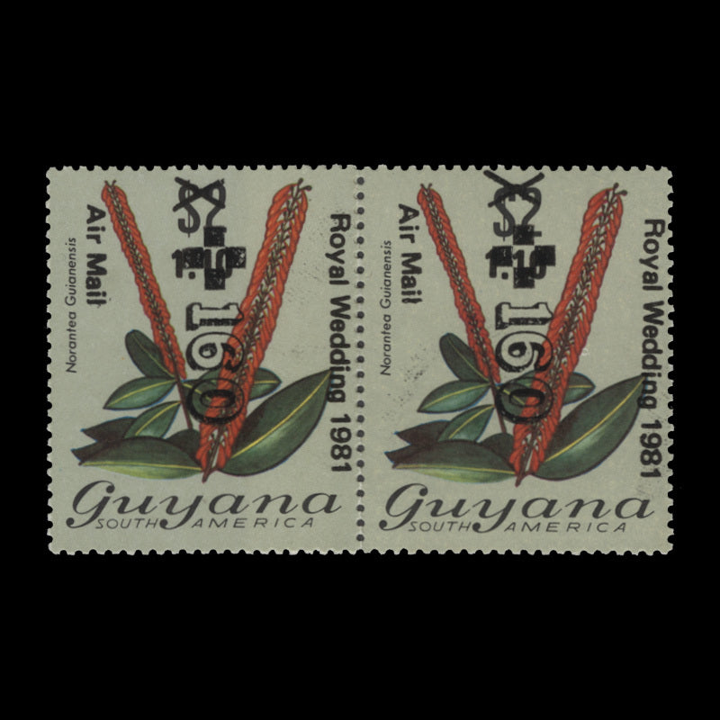 Guyana 1982 (MNH) 160c/$1.10/$2 Royal Wedding coil-join pair