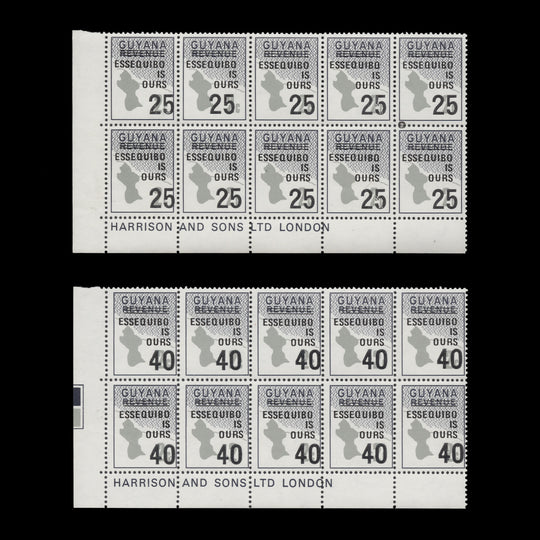 Guyana 1982 (MNH) Map of Guyana provisionals imprint blocks