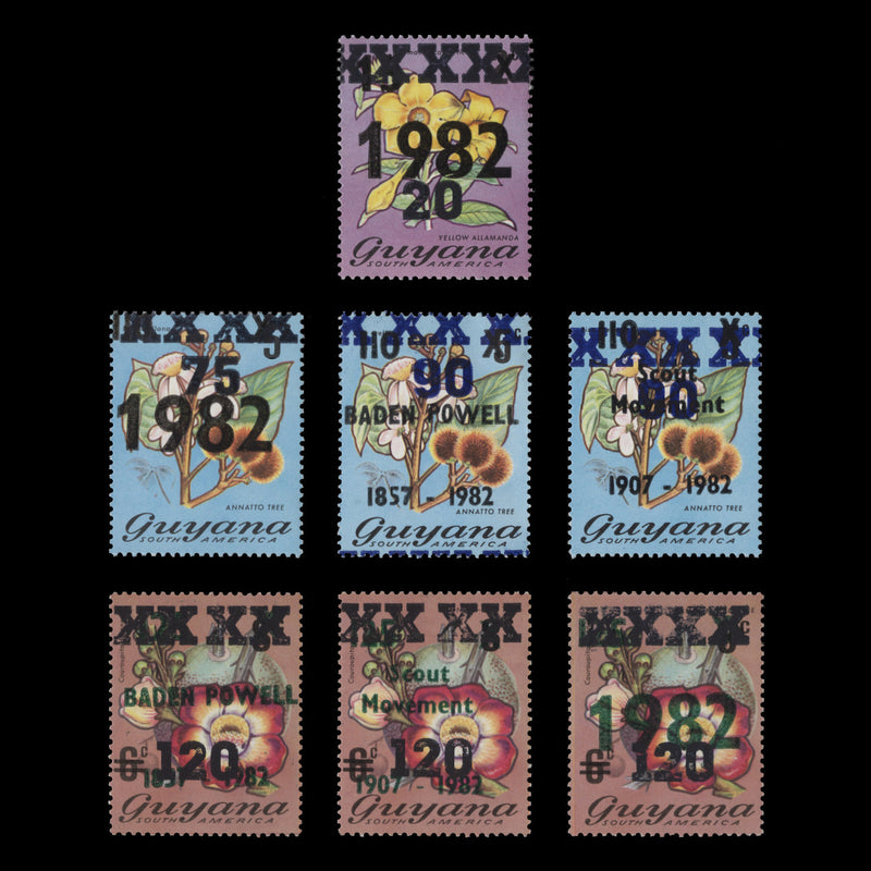 Guyana 1984 (MNH) Flowering Plants Provisionals with 'XXXX' obliterator