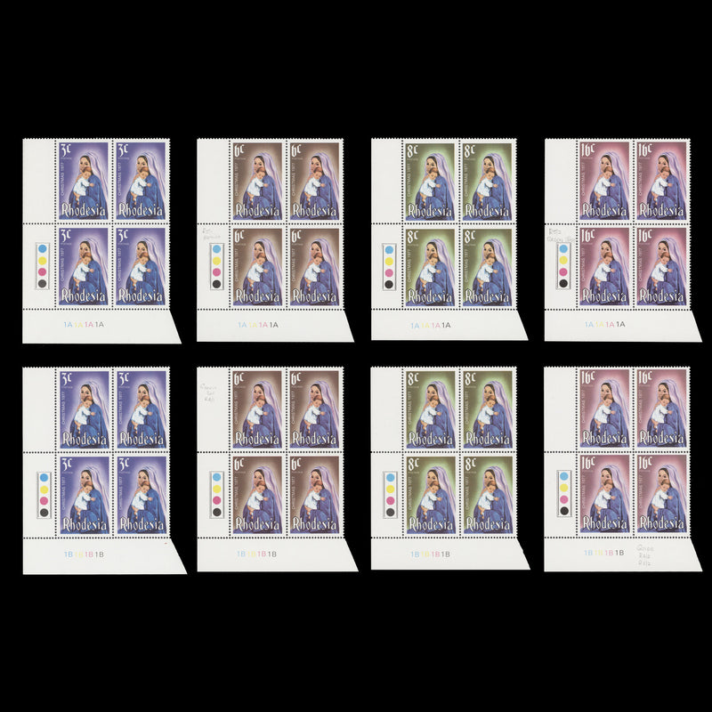 Rhodesia 1977 (MNH) Christmas plate blocks