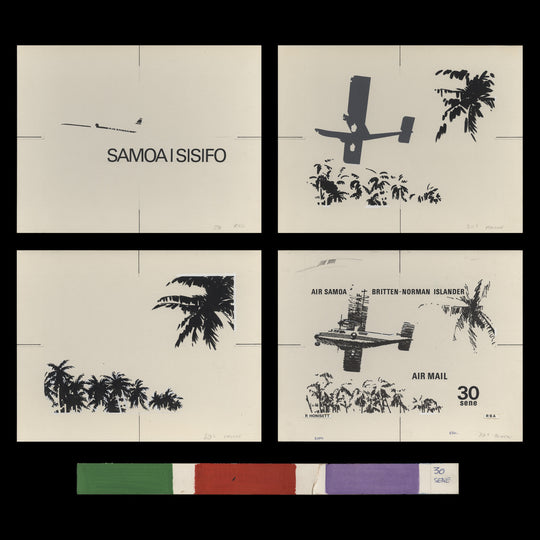 Samoa 1970 Air Samoa Britten Norman Islander watercolour artwork