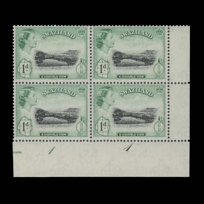 Swaziland 1956 (MNH) 1d A Highveld View plate 1–1 block
