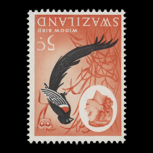 Swaziland 1962 (Variety) 5c Widow Bird with inverted watermark