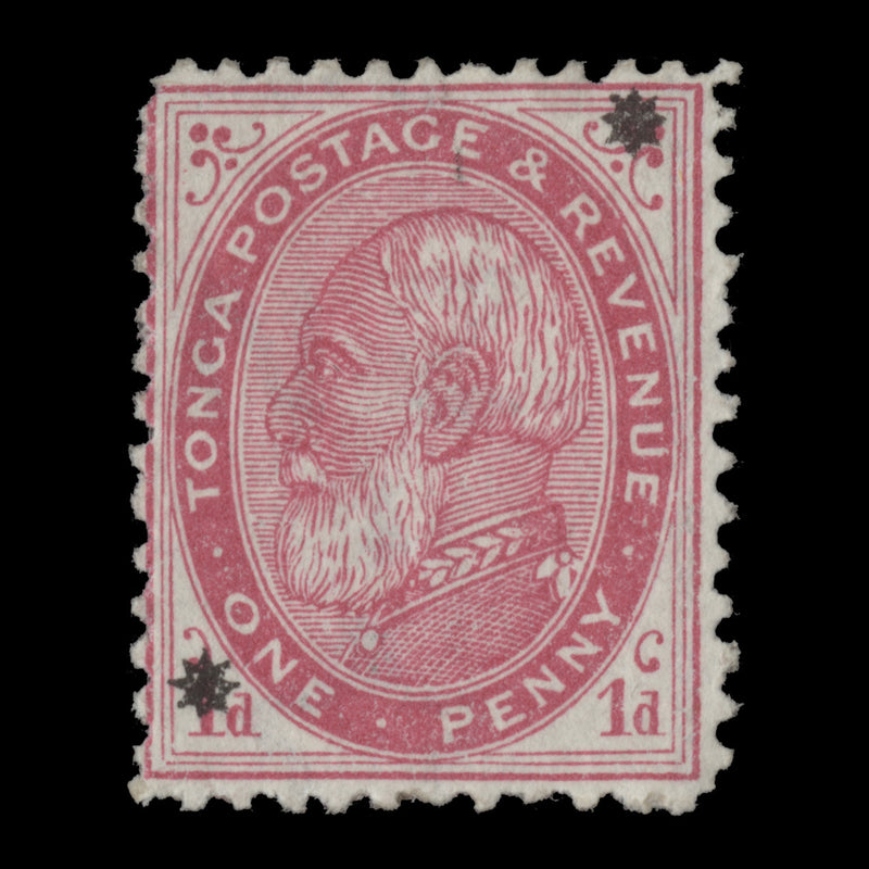 Tonga 1891 (Unused) 1d King George I Provisional, perf 12½ x 12½