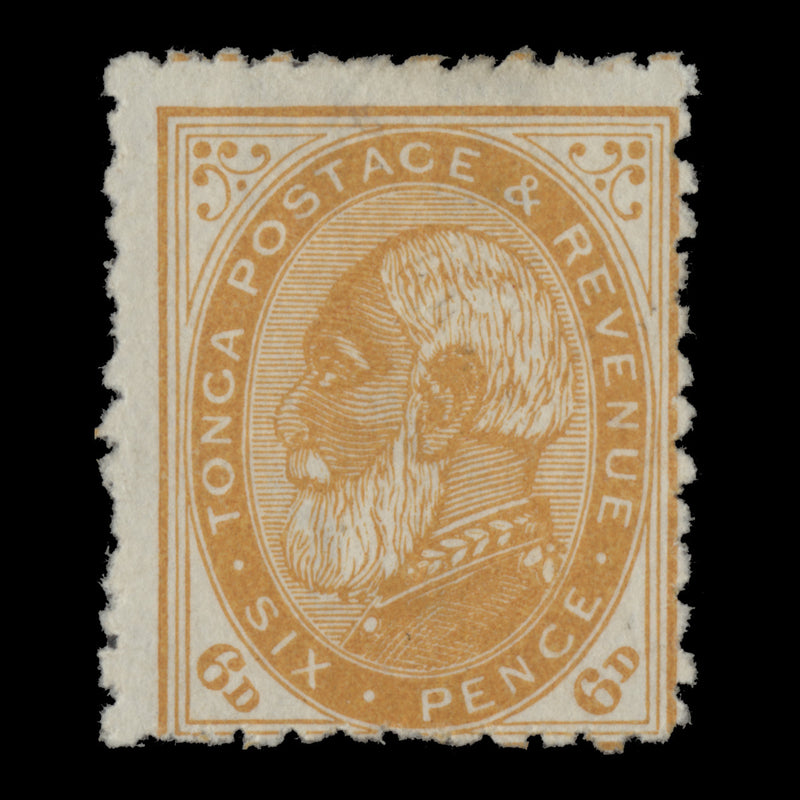 Tonga 1892 (Unused) 6d King George I, yellow-orange, perf 12 x 11½