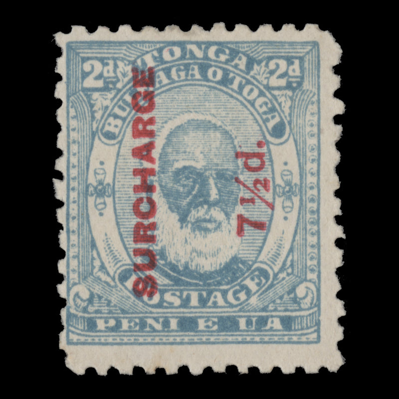 Tonga 1895 (Unused) 7½d/2d King George I, perf 12 x 11