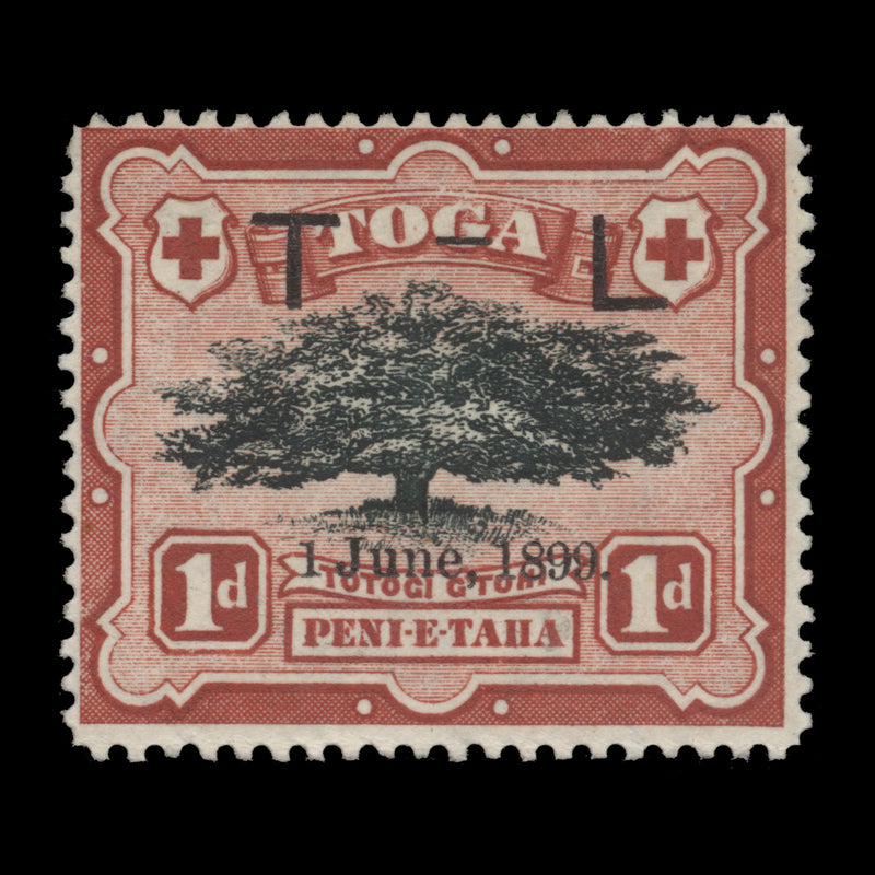 Tonga 1899 (Unused) 1d Royal Wedding, 2 mm hyphen, sideways watermark