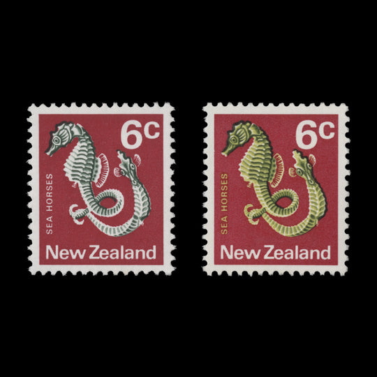 New Zealand 1973 (Variety) 6c Sea Horses missing yellow-green