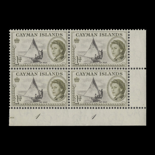 Cayman Islands 1962 (MNH) 1d Cat Boat plate 1–1 block