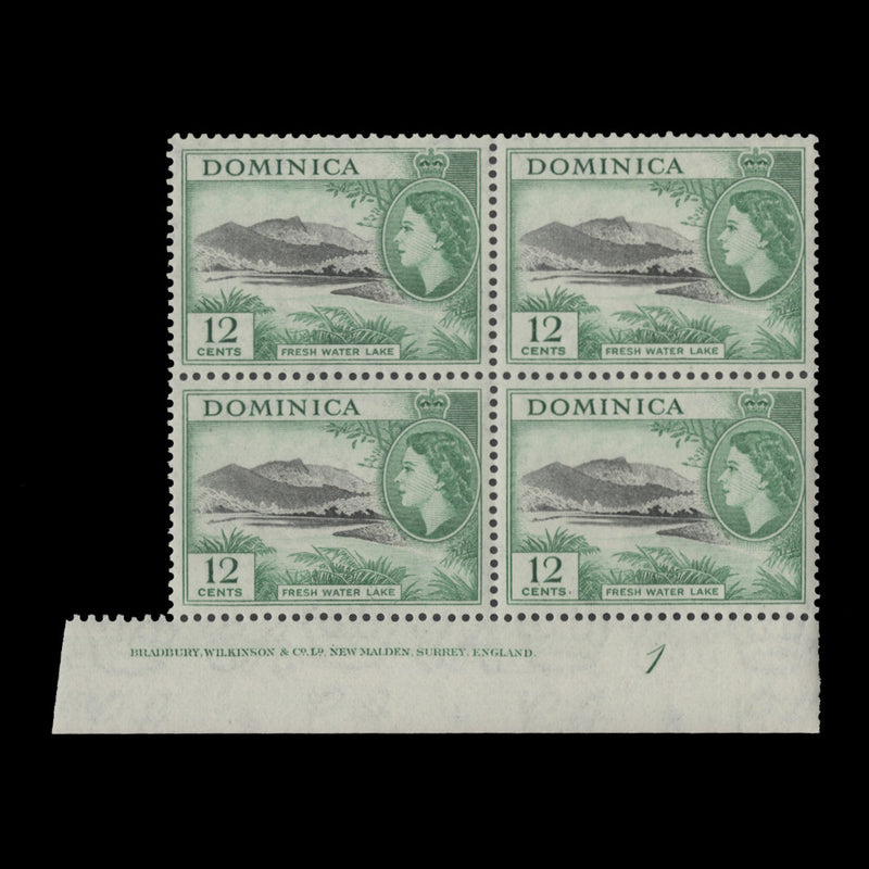 Dominica 1954 (MNH) 12c Fresh Water Lake imprint block