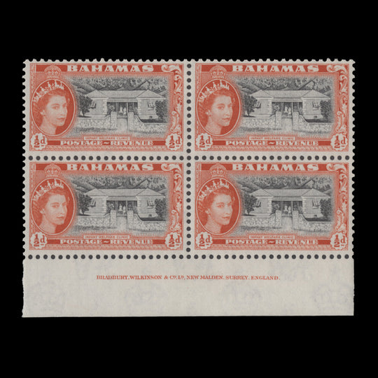 Bahamas 1954 (MLH) ½d Infant Welfare Clinic imprint block
