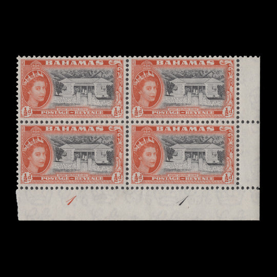Bahamas 1954 (MLH) ½d Infant Welfare Clinic plate 1–1 block