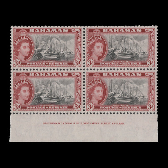 Bahamas 1954 (MLH) 3d Fishing Fleet imprint block