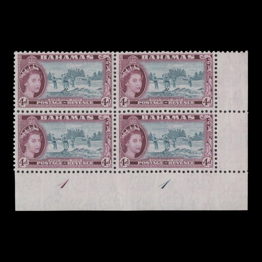 Bahamas 1962 (MLH) 4d Water Sports plate 1–1 block, shade