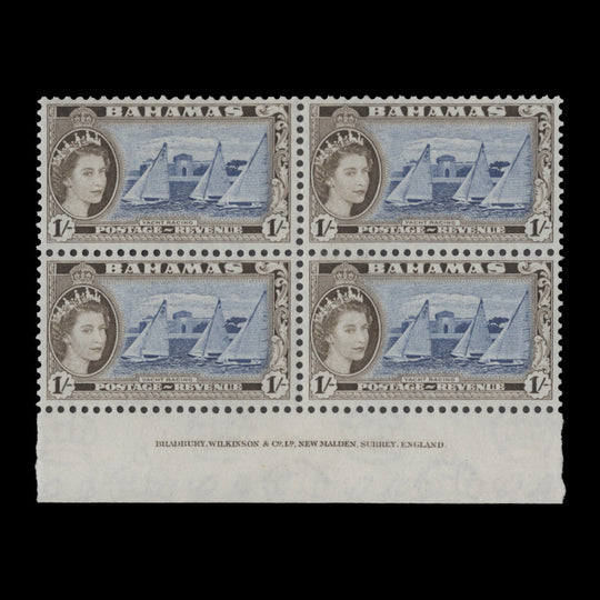 Bahamas 1954 (MLH) 1s Yacht Racing imprint block