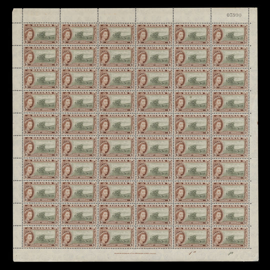 Bahamas 1954 (MNH) 1d Modern Agriculture plate 1a–1a pane