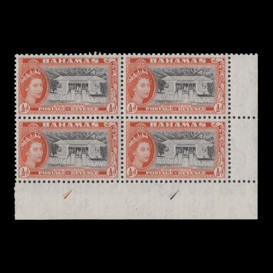 Bahamas 1954 (MNH) ½d Infant Welfare Clinic plate 1–1 block