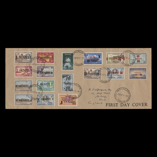 Tonga 1967 (Variety) 30s/2s Lifuka, Ha'api with surcharge shift on cover