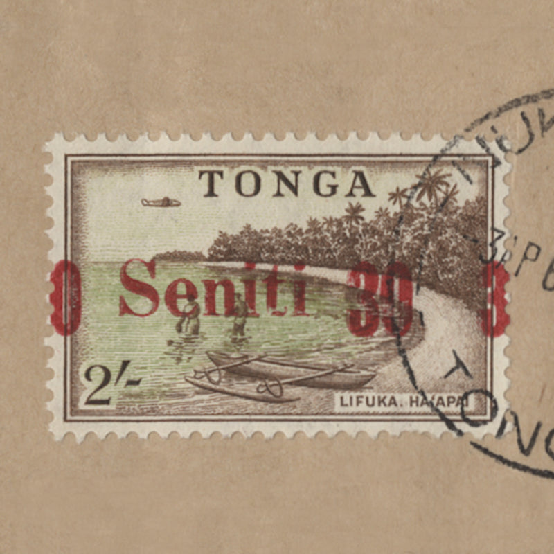 Tonga 1967 (Variety) 30s/2s Lifuka, Ha'api with surcharge shift on cover