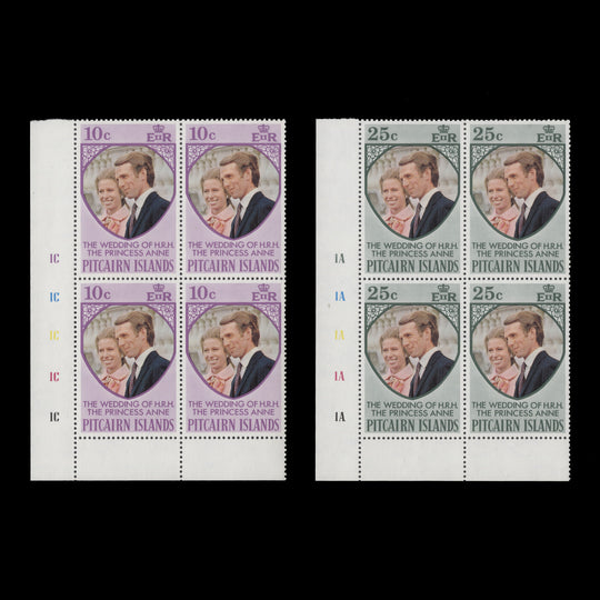 Pitcairn Islands 1973 (MNH) Royal Wedding plate blocks
