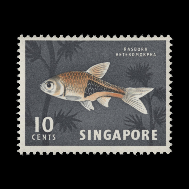 Singapore 1962 (Variety) 10c Harlequinfish missing red-orange