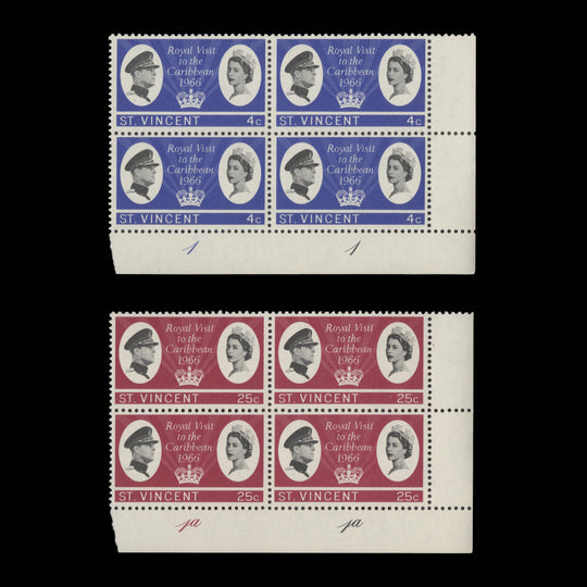 Saint Vincent 1966 (MNH) Royal Visit to the Caribbean plate blocks