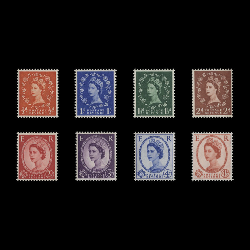 Great Britain 1958 (MLH) Wilding Definitives, graphite, multiple crowns