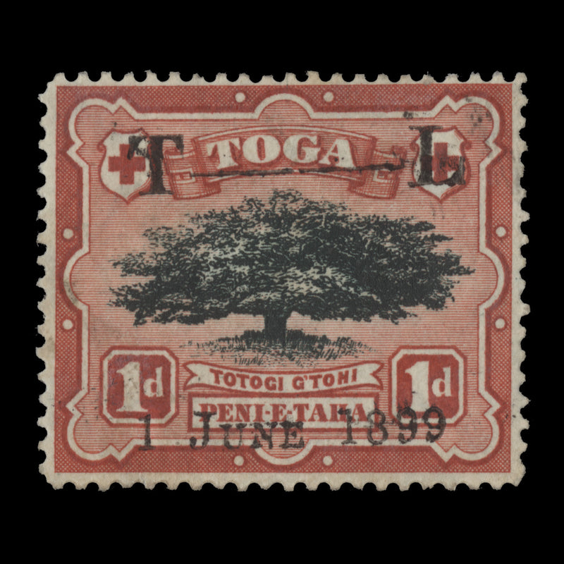 Tonga 1899 (Variety) 1d Royal Wedding with trial overprint