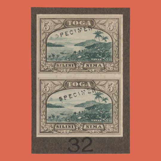 Tonga 1922 Vavau Harbour imperf SPECIMEN pair