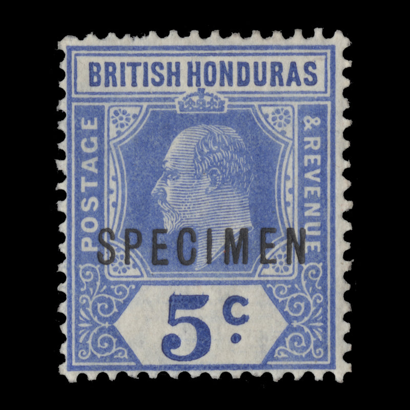 British Honduras 1909 (MLH) 5c Ultramarine with SPECIMEN overprint