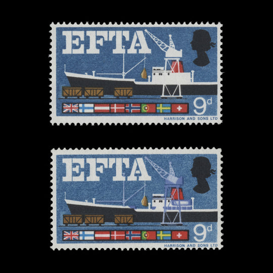 Great Britain 1967 (Variety) 9d EFTA ordinary missing lilac