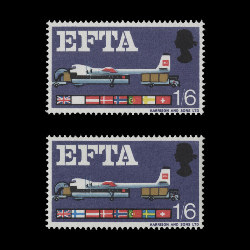 Great Britain 1967 (Error) 1s6d EFTA ordinary missing new blue