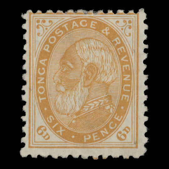Tonga 1892 (Unused) 6d King George I, yellow-orange, perf 12 x 11½
