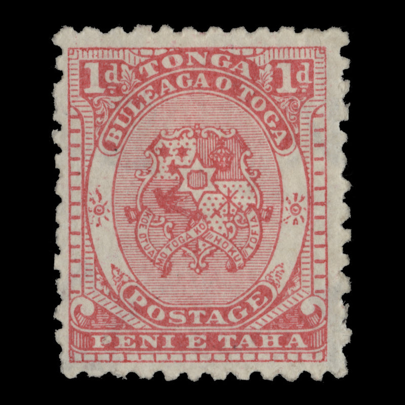 Tonga 1892 (Unused) 1d Arms of Tonga, bright rose