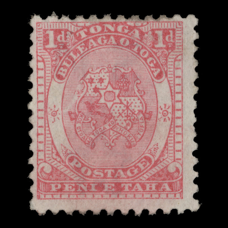 Tonga 1892 (Unused) 1d Arms of Tonga, pale rose
