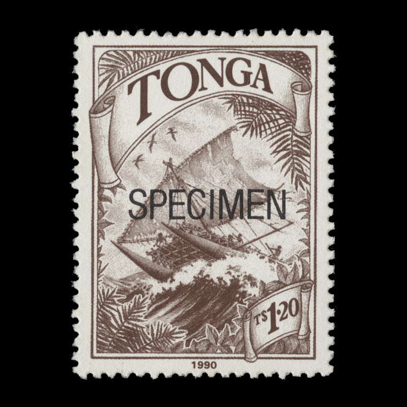 Tonga 1990 (MNH) T$1.20 Polynesian Voyages of Discovery SPECIMEN stamp