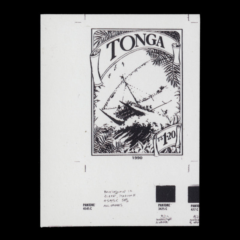 Tonga 1990 (Proof) T$1.20 Polynesian Voyages of Discovery bromide single