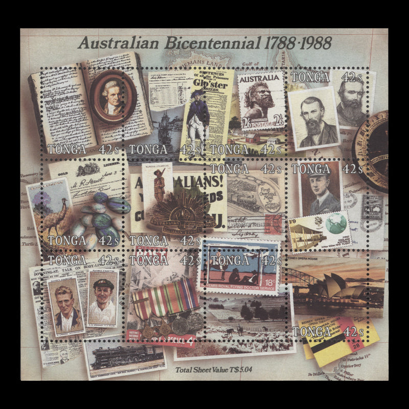 Tonga 1988 (MNH) Australian Bicentennial miniature sheet
