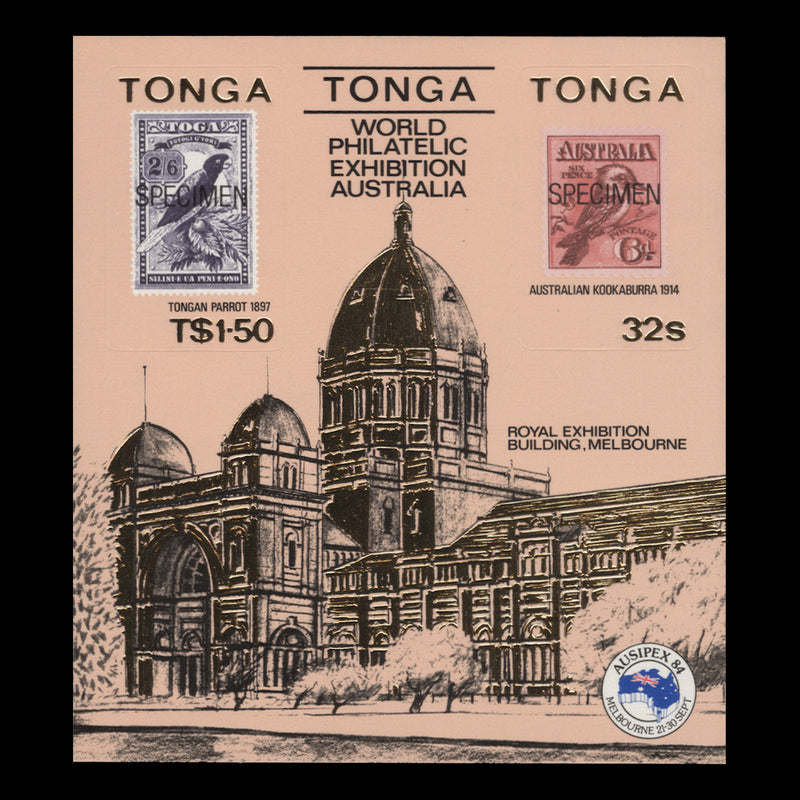 Tonga 1984 (MNH) Ausipex Stamp Exhibition SPECIMEN miniature sheet