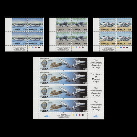 Tonga 1989 (MNH) Aviation SPECIMEN plate blocks
