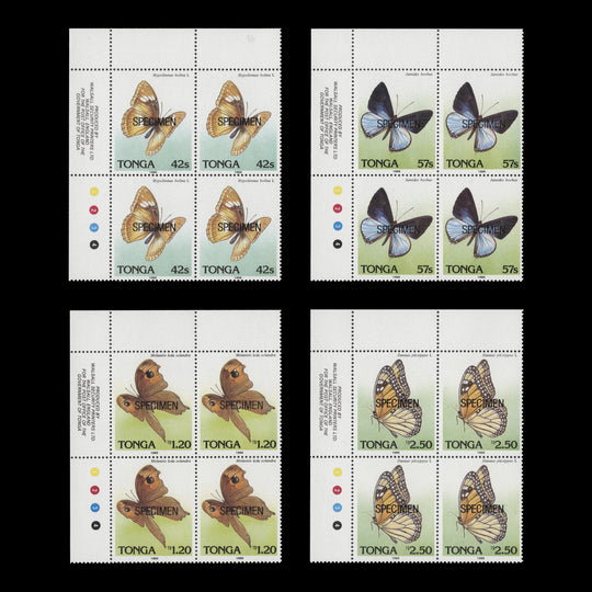 Tonga 1989 (MNH) Butterflies SPECIMEN plate blocks