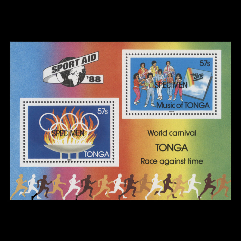 Tonga 1988 (MNH) Sport Aid SPECIMEN miniature sheet