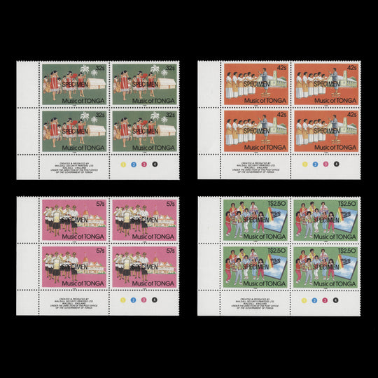 Tonga 1988 (MNH) Music SPECIMEN traffic light/plate blocks