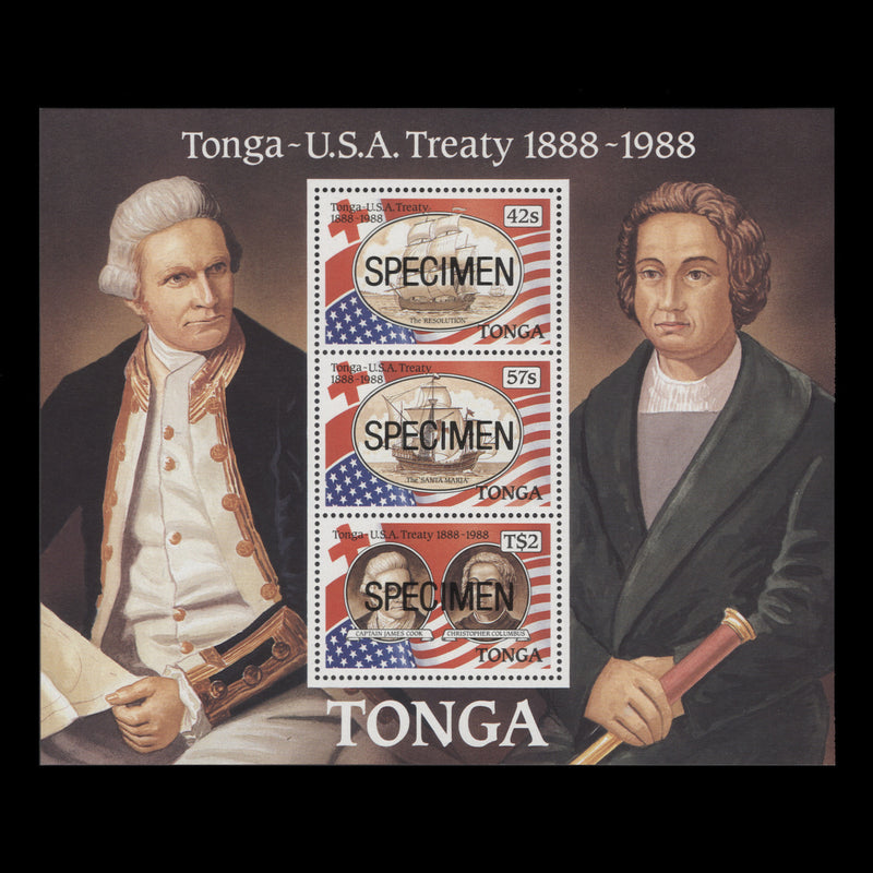 Tonga 1988 (MNH) USA Treaty of Friendship SPECIMEN miniature sheet