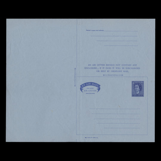 Saint Lucia 1965 (Essay) 6c Queen Elizabeth II unissued aerogramme