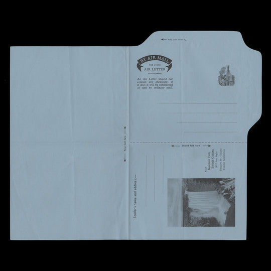 British Guiana 1955 (Variety) 12c Felling Greenheart aerogramme missing pale brown