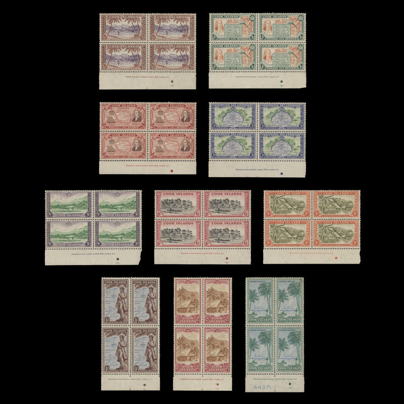 Cook Islands 1949 (MNH) Definitives imprint blocks