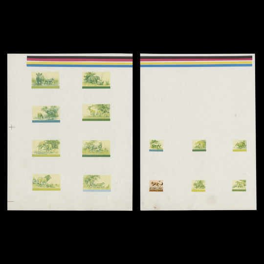 Tanzania 1980 Wildlife Definitives imperf composite proof sheet