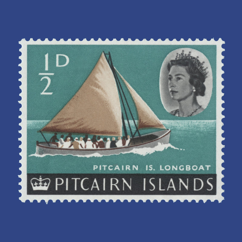 Pitcairn Islands 1964 (Error) ½d Pitcairn Longboat missing blue